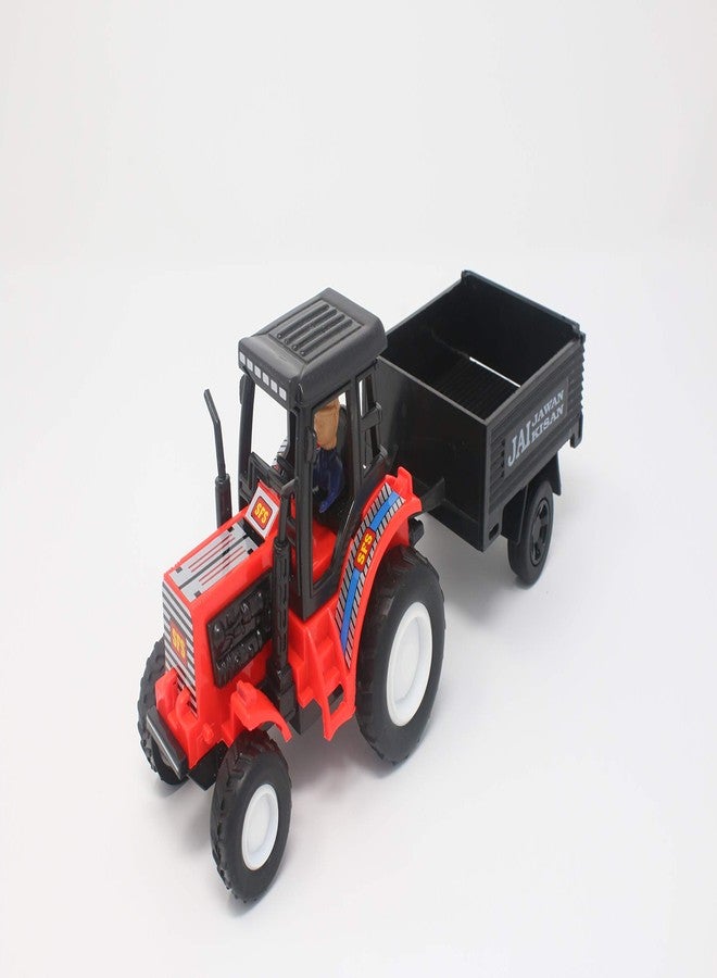 Shinsei Plastic Tractor with Trolley, Pack of 1, Red, Kid - Image 1